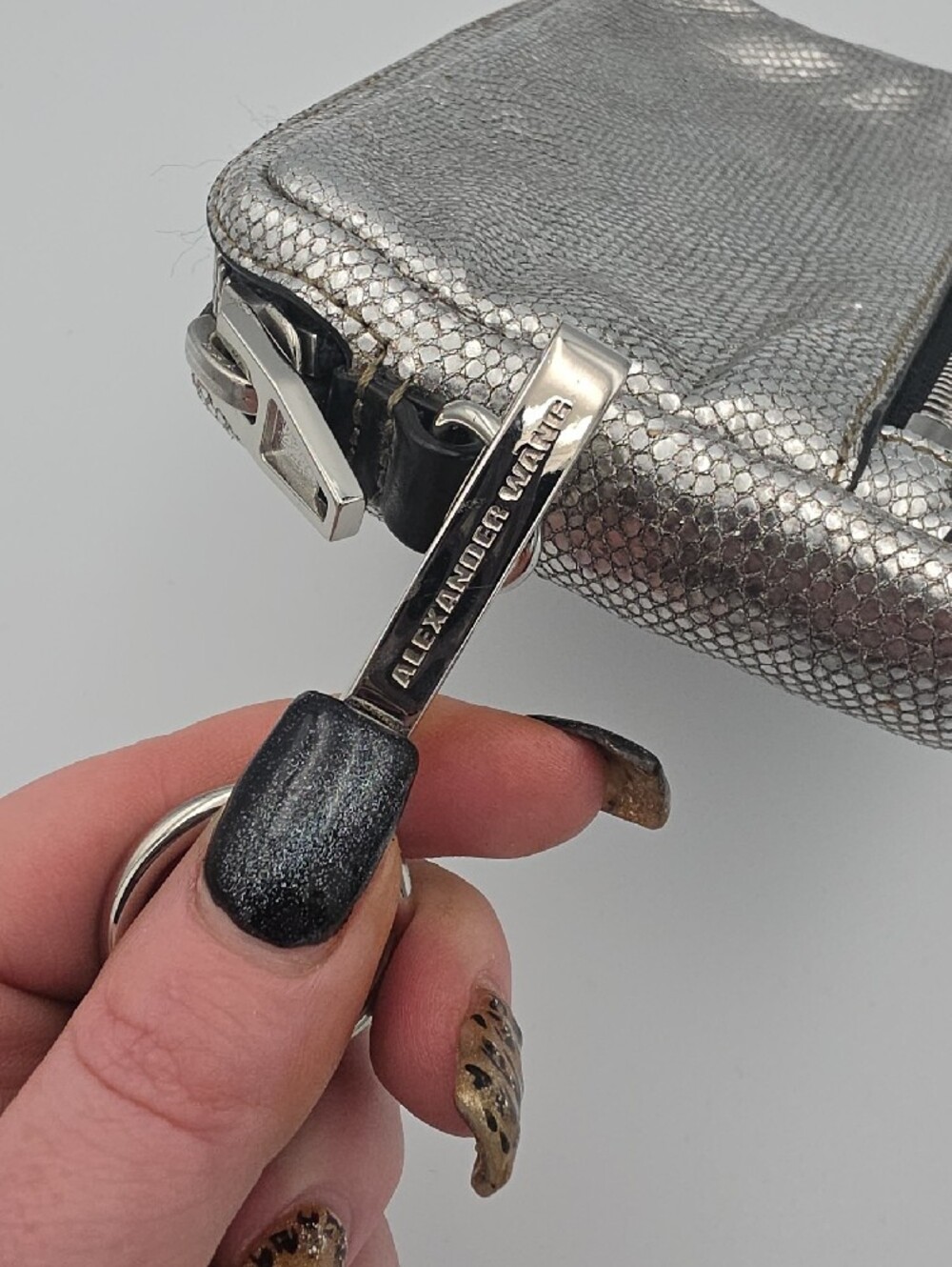 Alexander Wang Metallic Silver Small Wristlet Clutch W/ Silver Hardware (EUC)🩶 - Picture 3 of 15